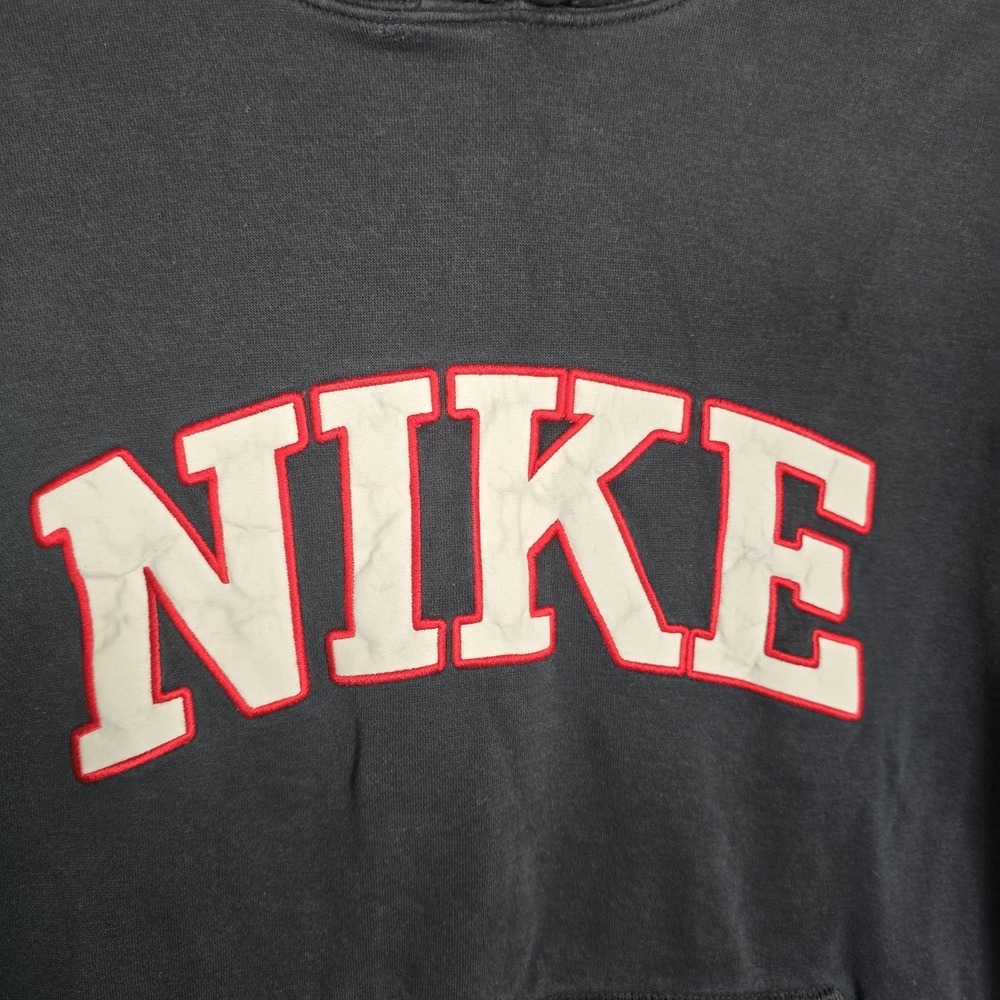 VTG Y2K Nike Hoodie Mens Medium Black Embroidered Logo Spell Out Athletic Dept - Picture 7 of 8